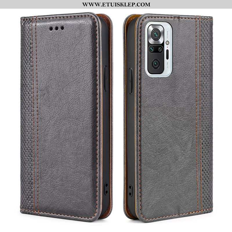 Etui Na Telefon do Xiaomi Redmi Note 10 Pro Etui Folio Przeszycia Ze Skóry Liczi